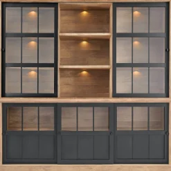 Vitrinekast Ladonia 210x209x50 cm 5 glazen schuifdeuren