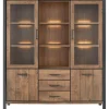 Vitrinekast Mantera 200x180x48 cm donkerbruin