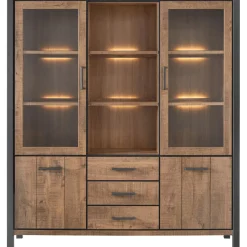 Vitrinekast Mantera 200x180x48 cm donkerbruin