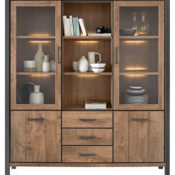 Vitrinekast Mantera 200x180x48 cm donkerbruin